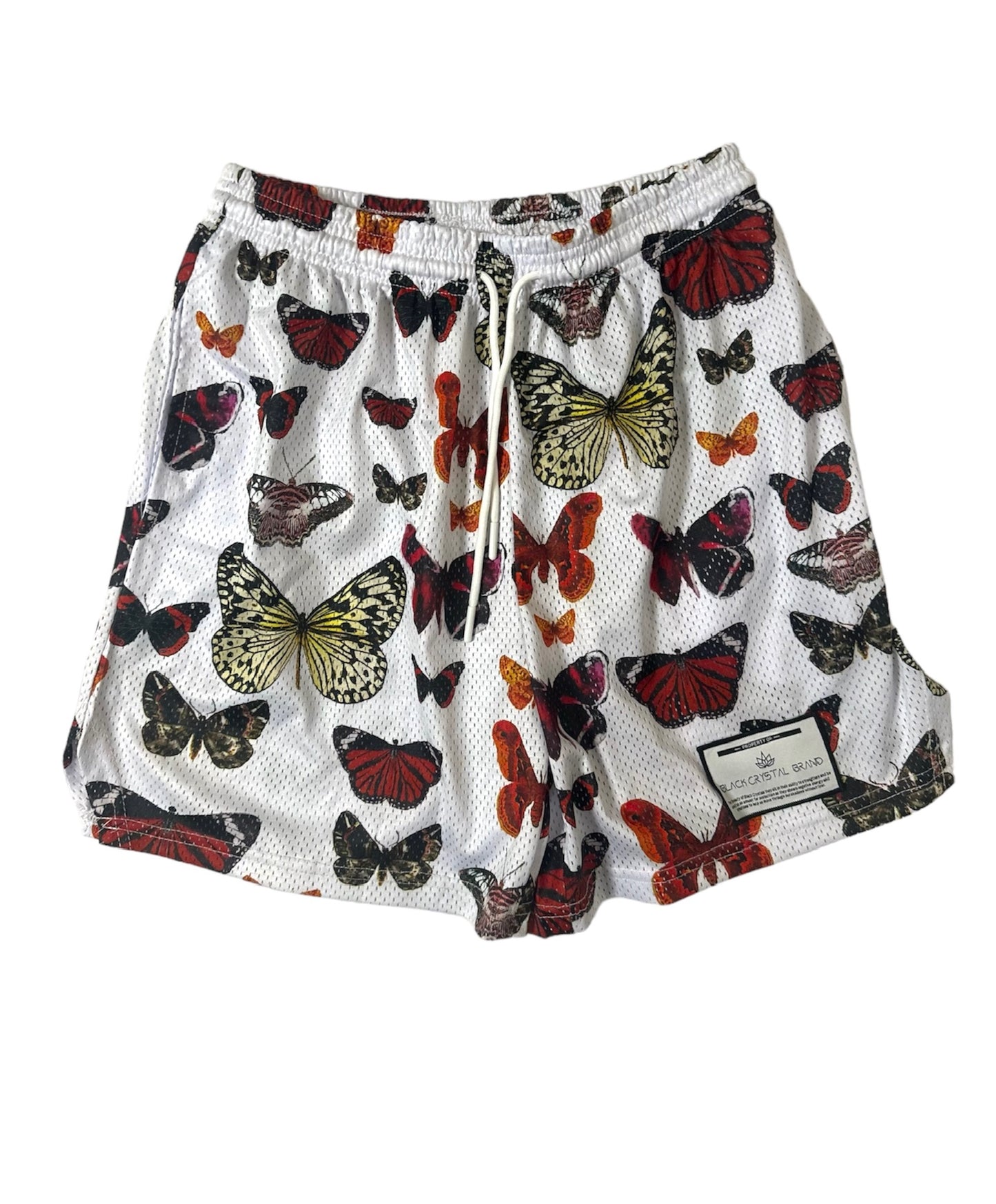 White Butterfly Mesh Shorts