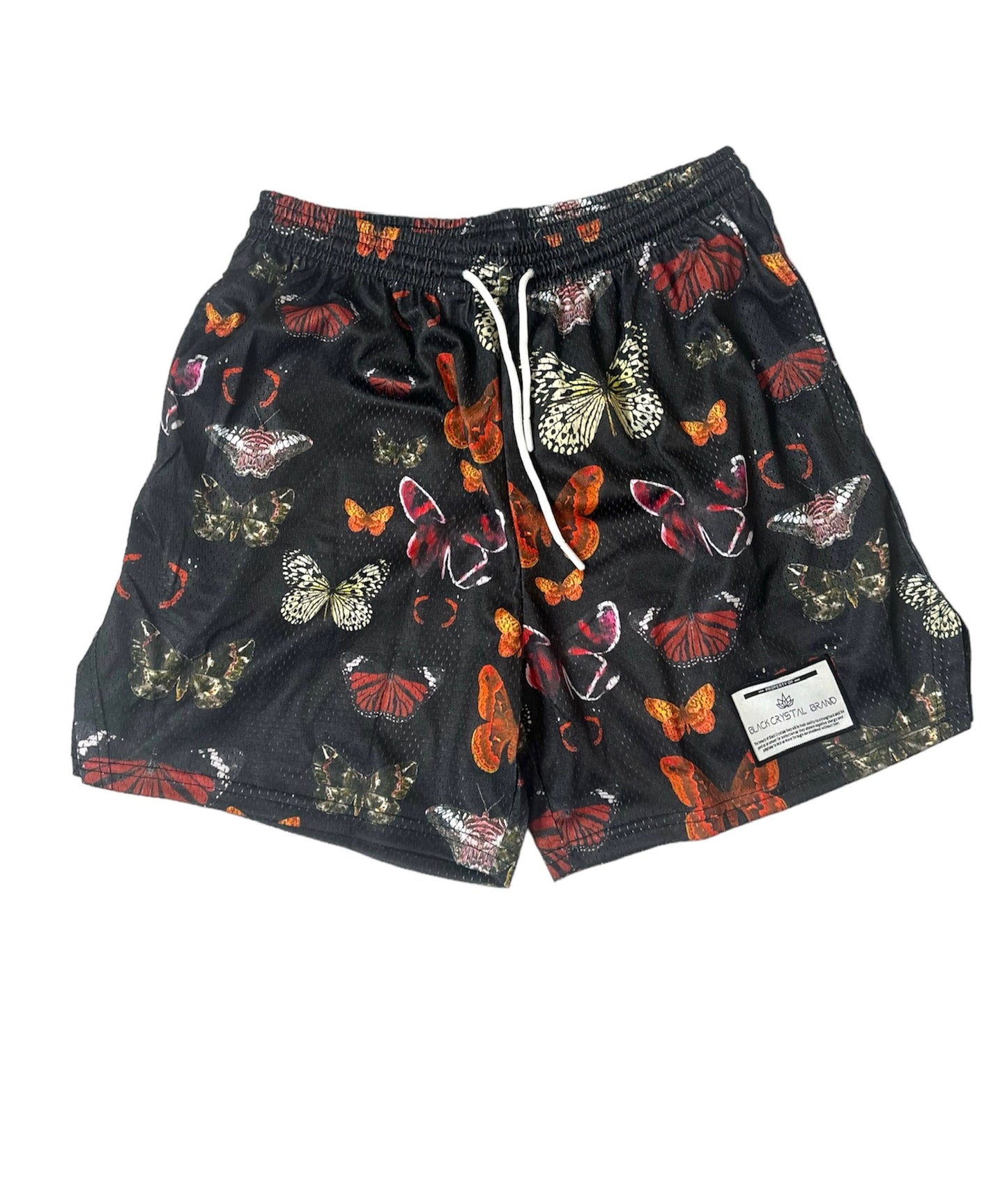 Black Butterfly Mesh Shorts